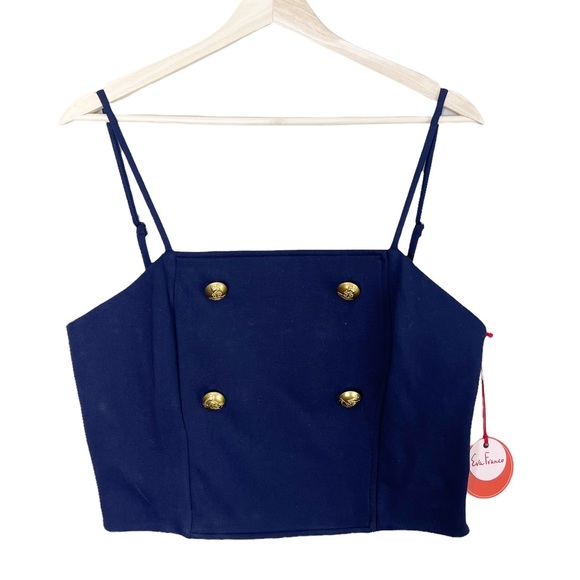 ANTHROPOLOGIE Eva Franco Ponte Trench Sailor Blouse Crop Corset Top Size 12 - Picture 6 of 11